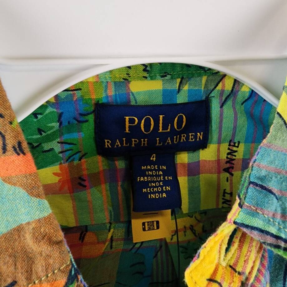 Polo Ralph Lauren Tropical Madras Plaid Short-Sleeve Shirt Boys 4 Multicolor