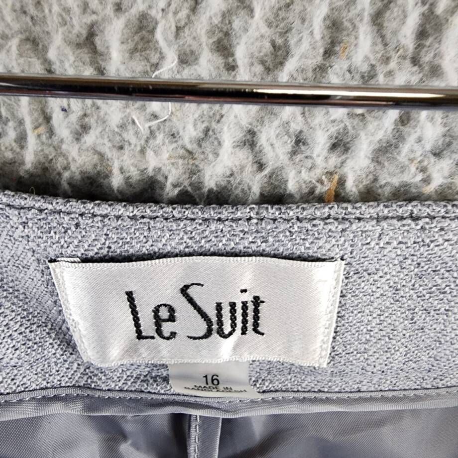Le Suit Herringbone Pants Women's 16 Granite Pleated Front Elastic Waist Pull On