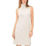 MSK Sleeveless Turtleneck Sweater Dress Women's L Silver Heather Ribbed Hem