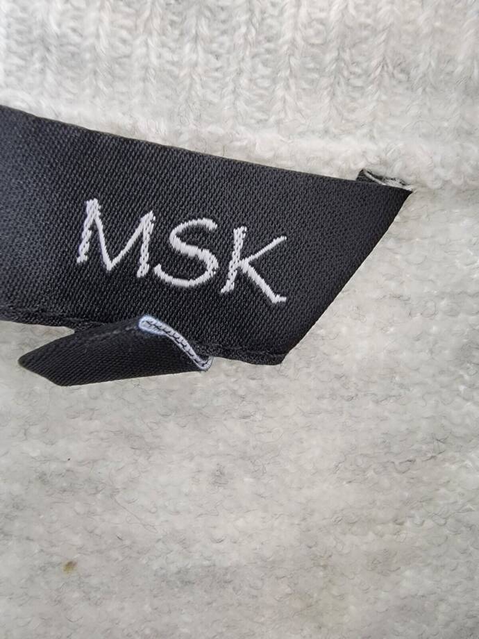 MSK Sleeveless Turtleneck Sweater Dress Women's L Silver Heather Ribbed Hem