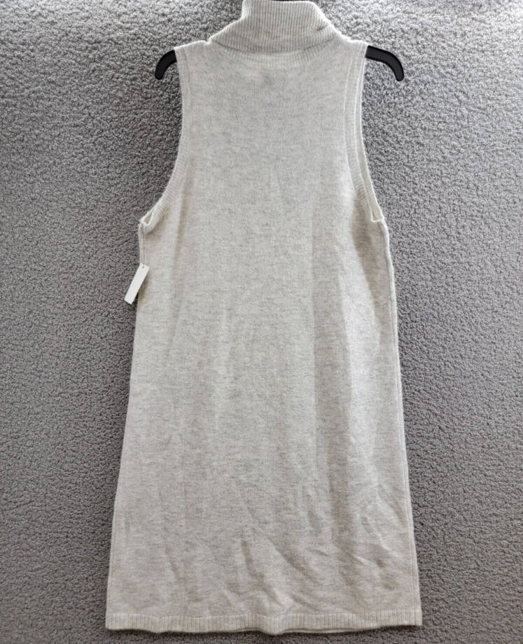 MSK Sleeveless Turtleneck Sweater Dress Women's L Silver Heather Ribbed Hem