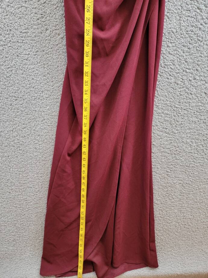 Emerald Sundae Ruffle-Shoulder Mermaid Gown Juniors' S Wine Asymmetric Back Zip