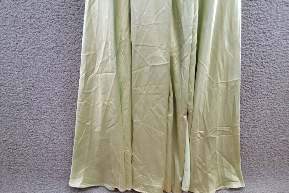 Speechless Satin Front-Slit Lace-Up Gown Juniors' 5 Pistachio Back Zip Closure