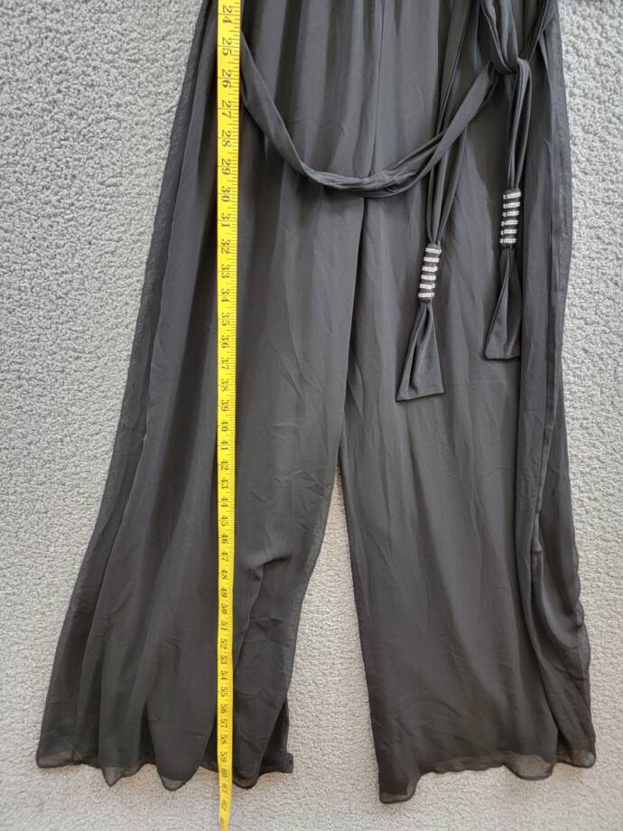 MSK Blouson Wide Leg Jumpsuit Women's S Black Scoop Neck Belted Back Zip Closure