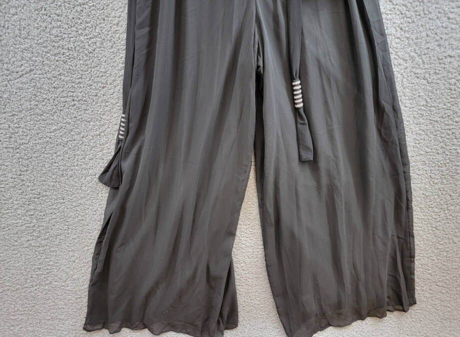 MSK Blouson Wide Leg Jumpsuit Women's M Black Scoop Neck Belted Back Zip Closure