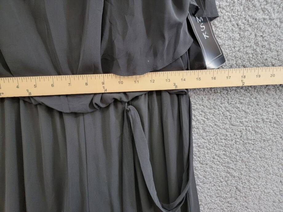 MSK Blouson Wide Leg Jumpsuit Women's M Black Scoop Neck Belted Back Zip Closure