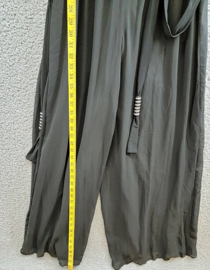 MSK Blouson Wide Leg Jumpsuit Women's M Black Scoop Neck Belted Back Zip Closure