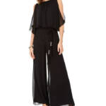 MSK Blouson Jumpsuit Women's XL Black Wide Leg Scoop Neckline Hook & Eye Closure