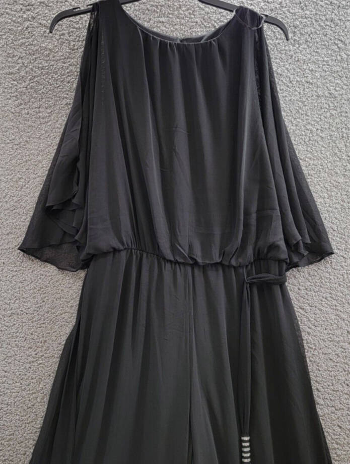 MSK Blouson Jumpsuit Women's XL Black Wide Leg Scoop Neckline Hook & Eye Closure