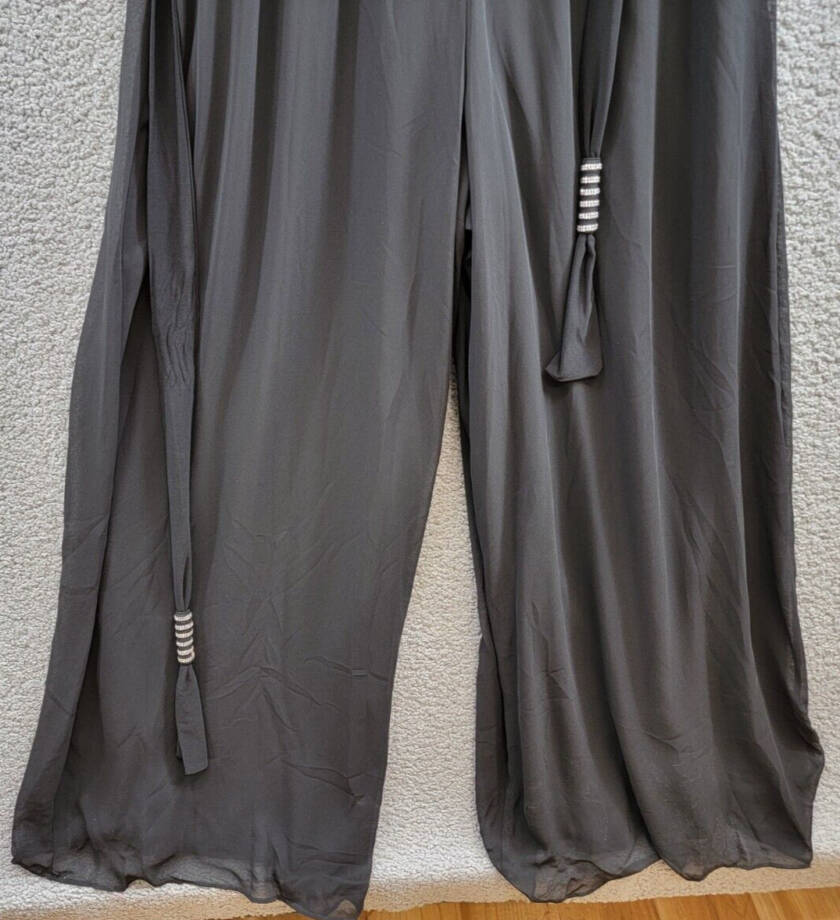 MSK Blouson Jumpsuit Women's XL Black Wide Leg Scoop Neckline Hook & Eye Closure