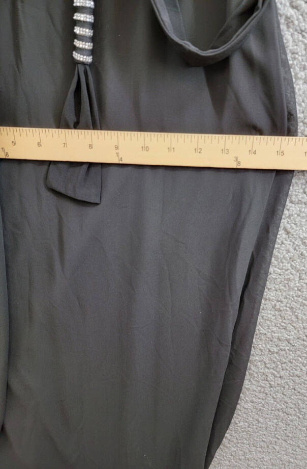 MSK Blouson Jumpsuit Women's L Black Wide Leg Scoop Neckline Hook & Eye Closure~