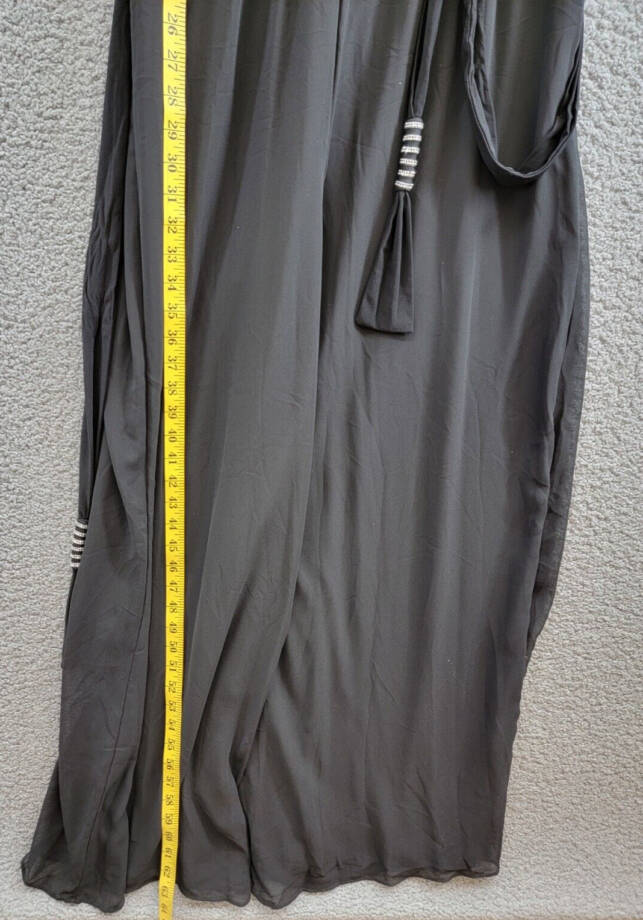 MSK Blouson Jumpsuit Women's L Black Wide Leg Scoop Neckline Hook & Eye Closure~