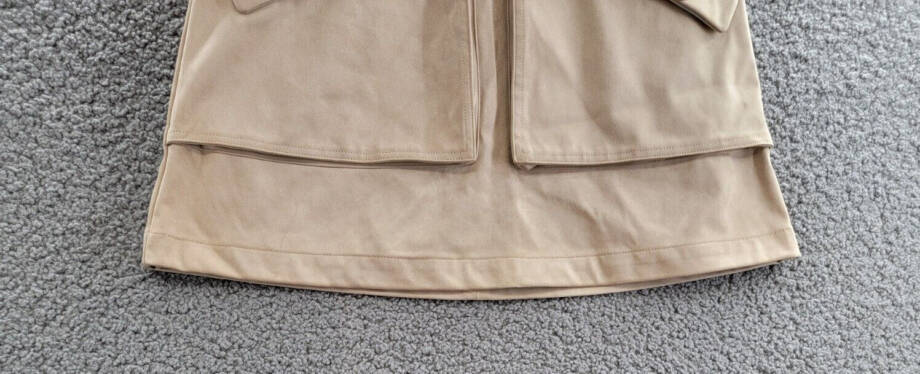 Steve Madden Cardona Faux-Suede Oversize-Pocket Skirt Women's 6 Oatmeal Back Zip