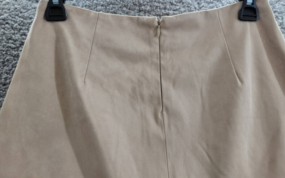 Steve Madden Cardona Faux-Suede Oversize-Pocket Skirt Women's 6 Oatmeal Back Zip