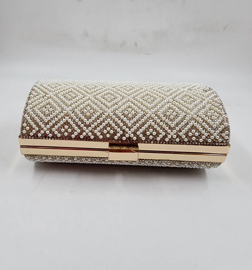 INC International Concepts Ranndi Sparkle Clutch Women's Pearl Detachable Strap