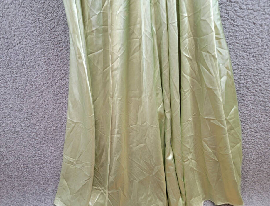 Speechless Satin Front-Slit Lace-Up Gown Juniors' 5 Pistachio Back Zip Closure