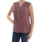 CHARTER CLUB Printed Ruffled Sleeveless Top Women's XL Cranberry V-Neck Pullover