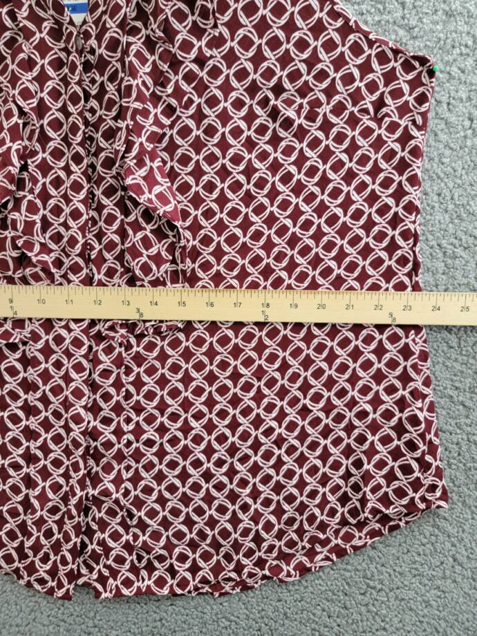 CHARTER CLUB Printed Ruffled Sleeveless Top Women's XL Cranberry V-Neck Pullover