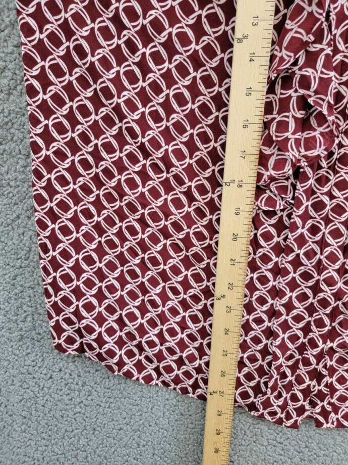 CHARTER CLUB Printed Ruffled Sleeveless Top Women's XL Cranberry V-Neck Pullover