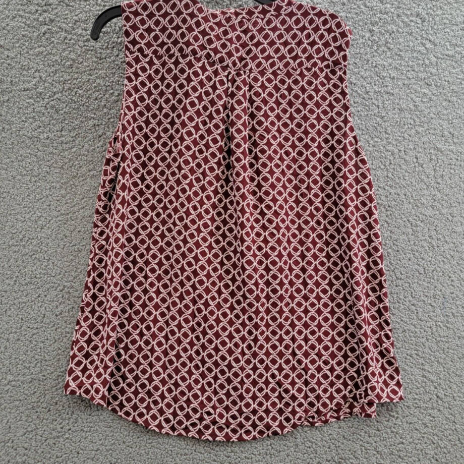 CHARTER CLUB Printed Ruffled Sleeveless Top Women's XL Cranberry V-Neck Pullover