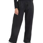 Champion High Rise Snap Cuff Straight Leg Pants Women's L Black Elastic Waist
