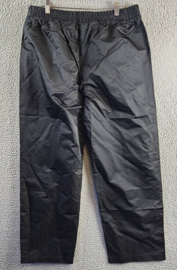 Champion High Rise Snap Cuff Straight Leg Pants Women's L Black Elastic Waist