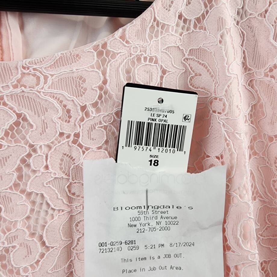 Lauren Ralph Lauren Floral Lace Sheath Dress Women's 18 Pink Opal Short Sleeve
