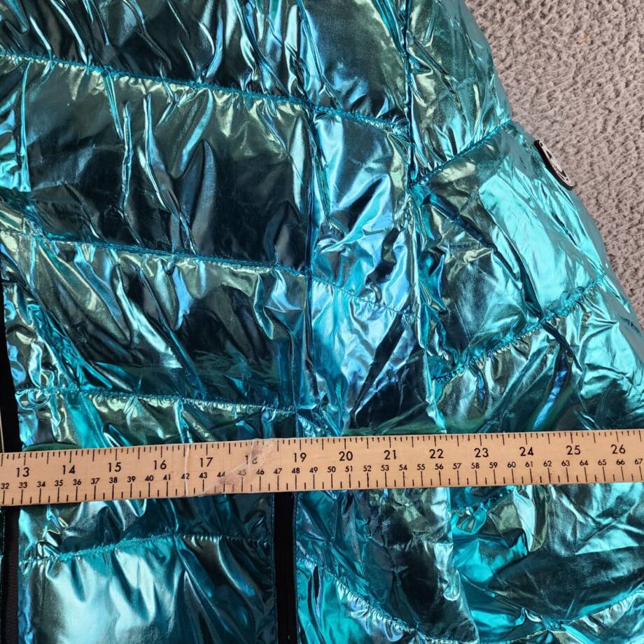 White Mark Metallic Puffer Coat With Hoodie Women's 3XL Mint Side Slip Pockets