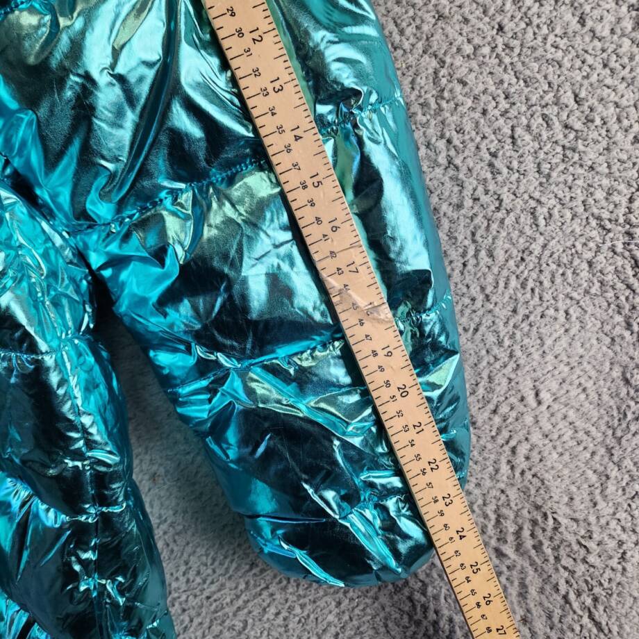 White Mark Metallic Puffer Coat With Hoodie Women's 3XL Mint Side Slip Pockets