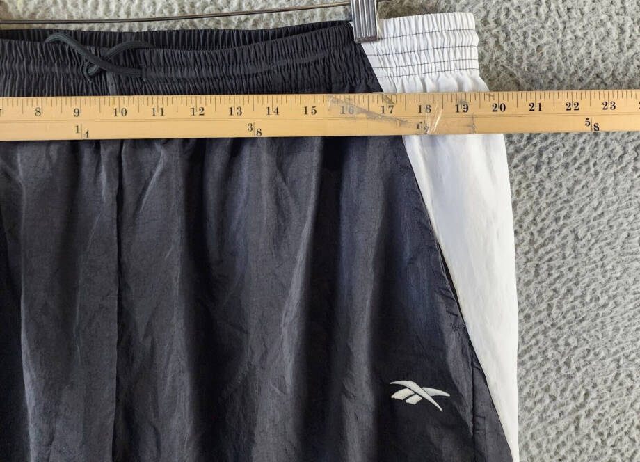 Reebok Plus Size Pull-On Logo Woven Track Pants Women's 2X 18-20W Black/White