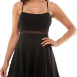 Emerald Sundae Illusion-Waist A-Line Dress Juniors' XS Black Scoop Neck Back Zip