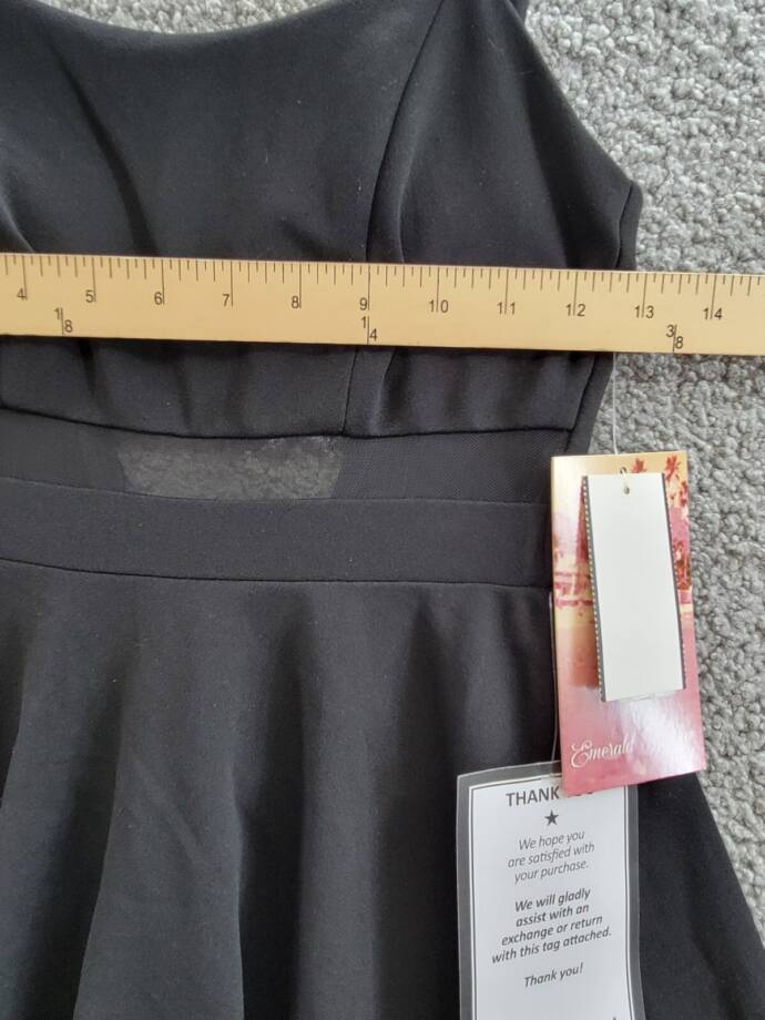 Emerald Sundae Illusion-Waist A-Line Dress Juniors' XS Black Scoop Neck Back Zip