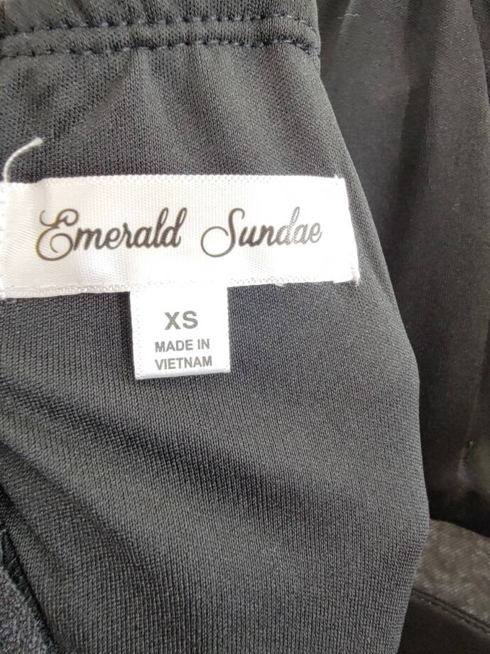 Emerald Sundae Illusion-Waist A-Line Dress Juniors' XS Black Scoop Neck Back Zip