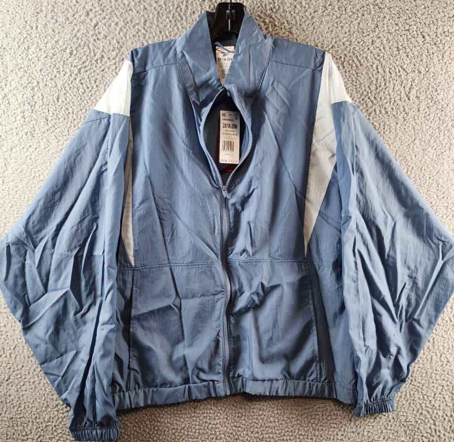 Reebok Plus Size Zip-Front Colorblocked Jacket Women's 2X/18-20W Blue Slate