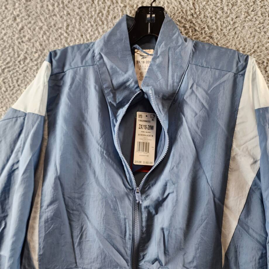 Reebok Plus Size Zip-Front Colorblocked Jacket Women's 2X/18-20W Blue Slate