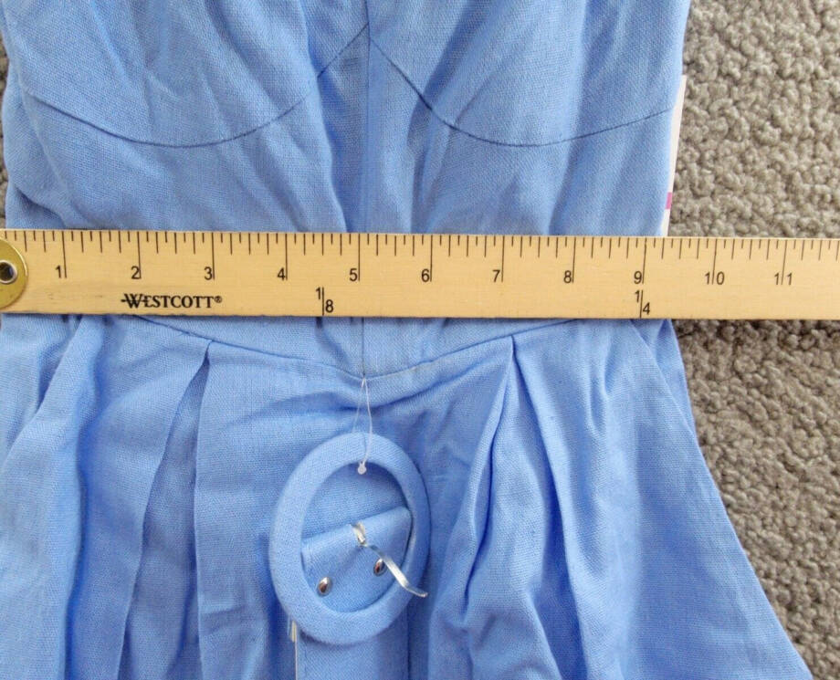 City Studio Linen Blend Belted Fit & Flare Dress Juniors XXS Cornflower Pullover