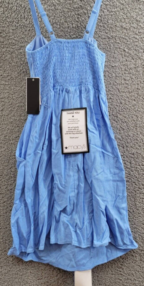 City Studio Linen Blend Belted Fit & Flare Dress Juniors XXS Cornflower Pullover