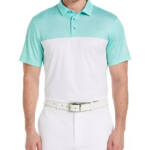 PGA TOUR Airflux Colorblock Short-Sleeve Golf Polo Shirt Men's S Cockatoo