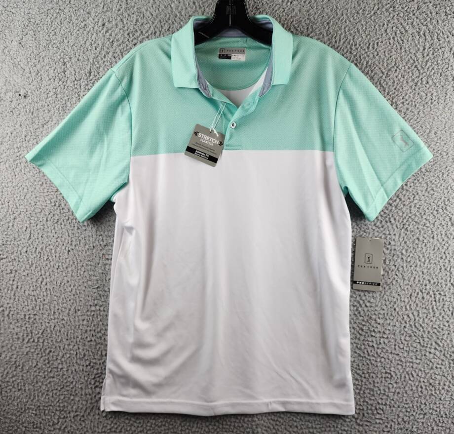 PGA TOUR Airflux Colorblock Short-Sleeve Golf Polo Shirt Men's S Cockatoo