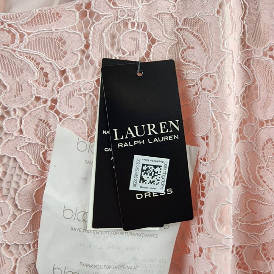 Lauren Ralph Lauren Floral Lace Sheath Dress Women's 18 Pink Opal Short Sleeve