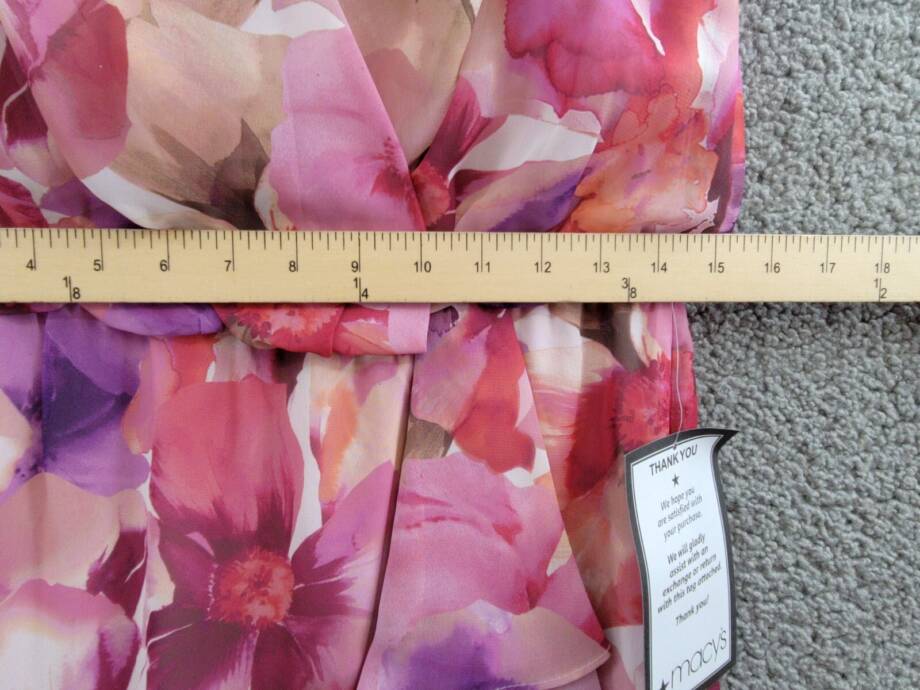 X by XSCAPE Floral Blouson Midi Dress Women's 6 Multi V-Neck Back Zip Closure