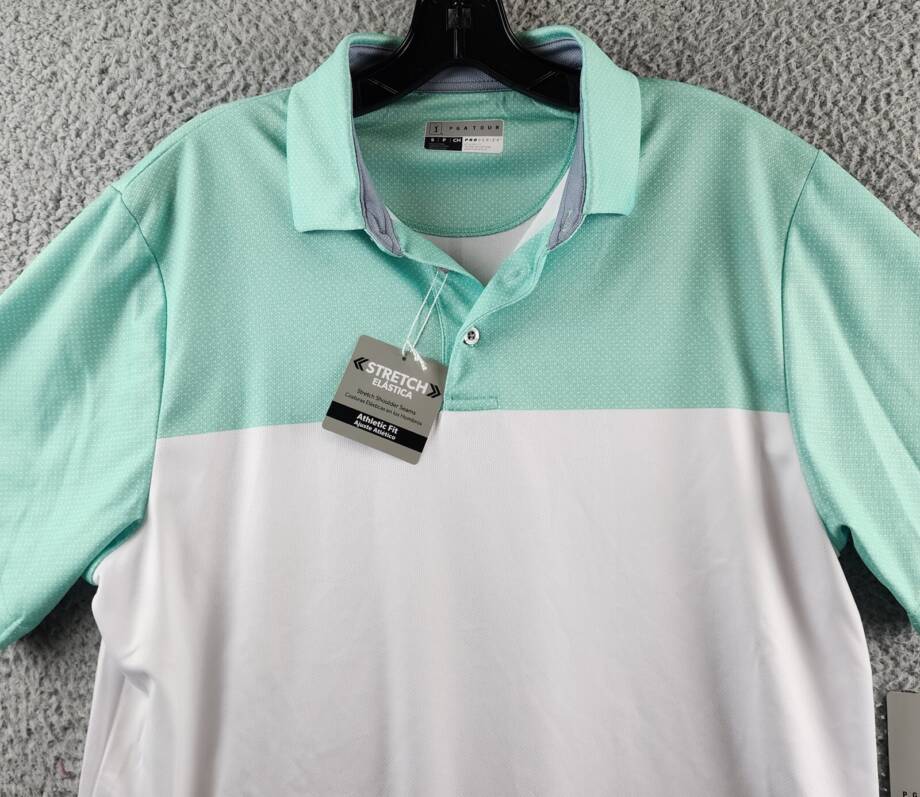 PGA TOUR Airflux Colorblock Short-Sleeve Golf Polo Shirt Men's S Cockatoo