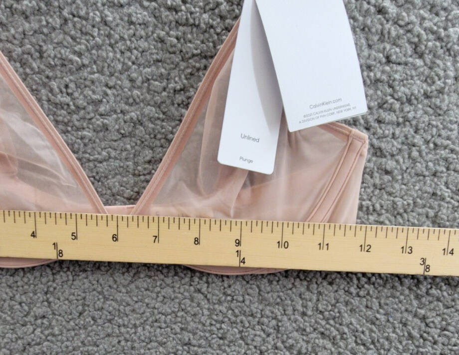 Calvin Klein Sheer Marquisette Unlined Plunge Bra Women's 34C Subdued Hook & Eye
