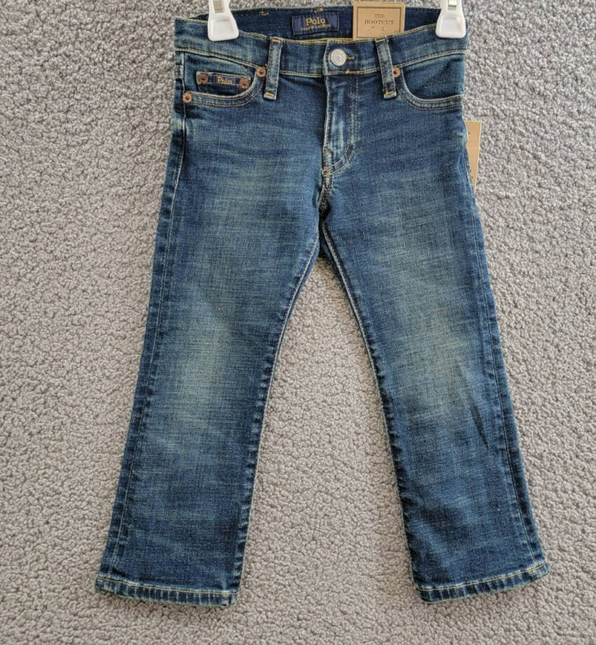 Polo Ralph Lauren Bootcut Stretch Jeans Toddler Boys' 3 Blue Denim Button Zip