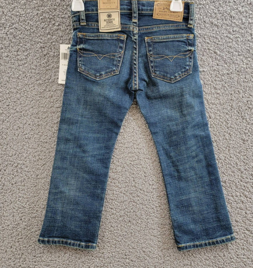 Polo Ralph Lauren Bootcut Stretch Jeans Toddler Boys' 3 Blue Denim Button Zip
