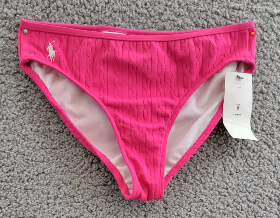 Polo Ralph Lauren Swimwear Bikini Panty Girls' 8 Pink Textured Elastic Waist