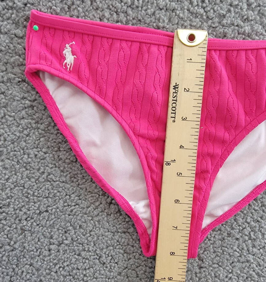 Polo Ralph Lauren Swimwear Bikini Panty Girls' 8 Pink Textured Elastic Waist