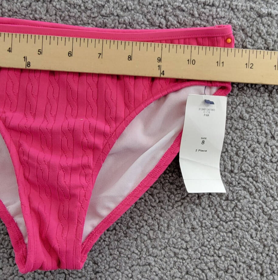 Polo Ralph Lauren Swimwear Bikini Panty Girls' 8 Pink Textured Elastic Waist