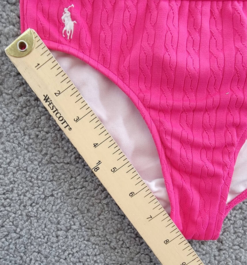 Polo Ralph Lauren Swimwear Bikini Panty Girls' 8 Pink Textured Elastic Waist