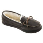 Isotoner Signature Sage Genuine Suede Moccasin Slippers Womens 7.5-8 Ash Slip On